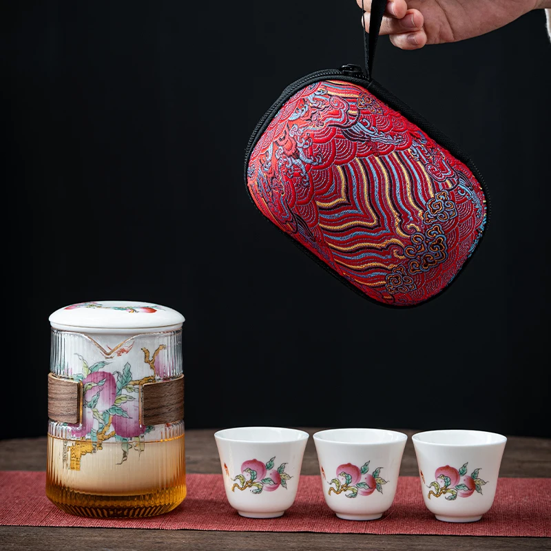 

Портативный дорожный чайный набор подарок году тигра чайная чашка для путешествий на открытом воздухе чайная чашка чайник из трех чашек