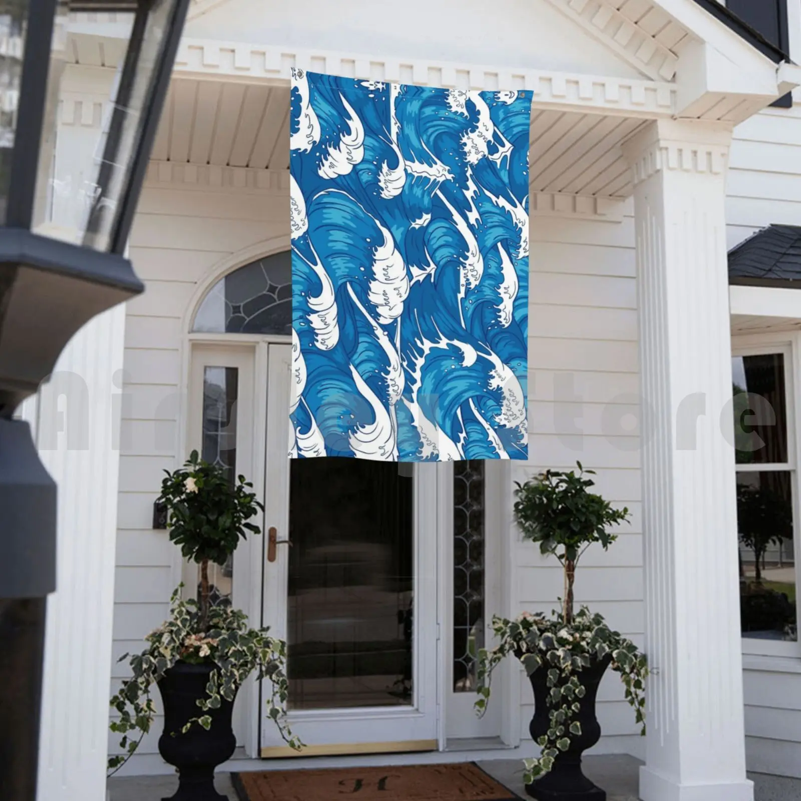 Синий океан волны рисунок флаг автомобиль смешной синий Цвет Цветные Волнистые