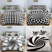 3d duvet cover psychedelic pattern microfiber fabric bedding set zipper design queen king comforter cover with pillowcases