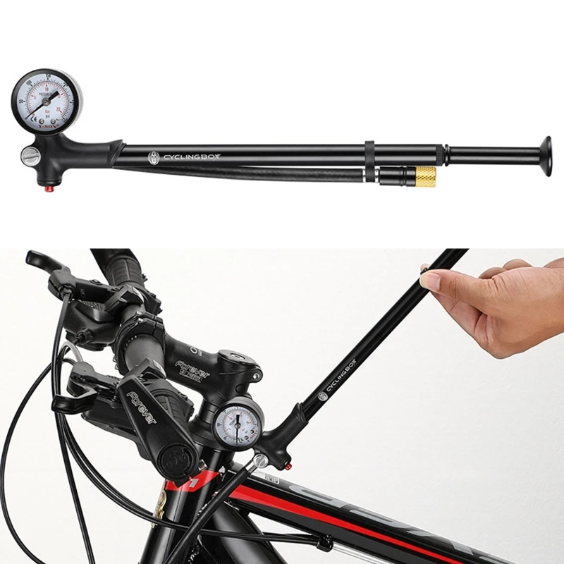 

Bicycle Manual Light Front Fork Shock Absorber Rear Pump with Tire Pressure Gauge Mini Portable Retractable Bike dropshipping