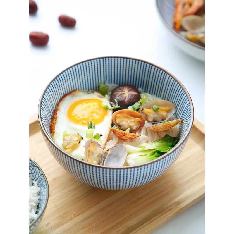 

Japanese-Style Noodle Bowl Soup Bowl Household Creative Non-Scald Ceramic6Inch Tableware Set Nordic Ramen Noodle Rice Bowl
