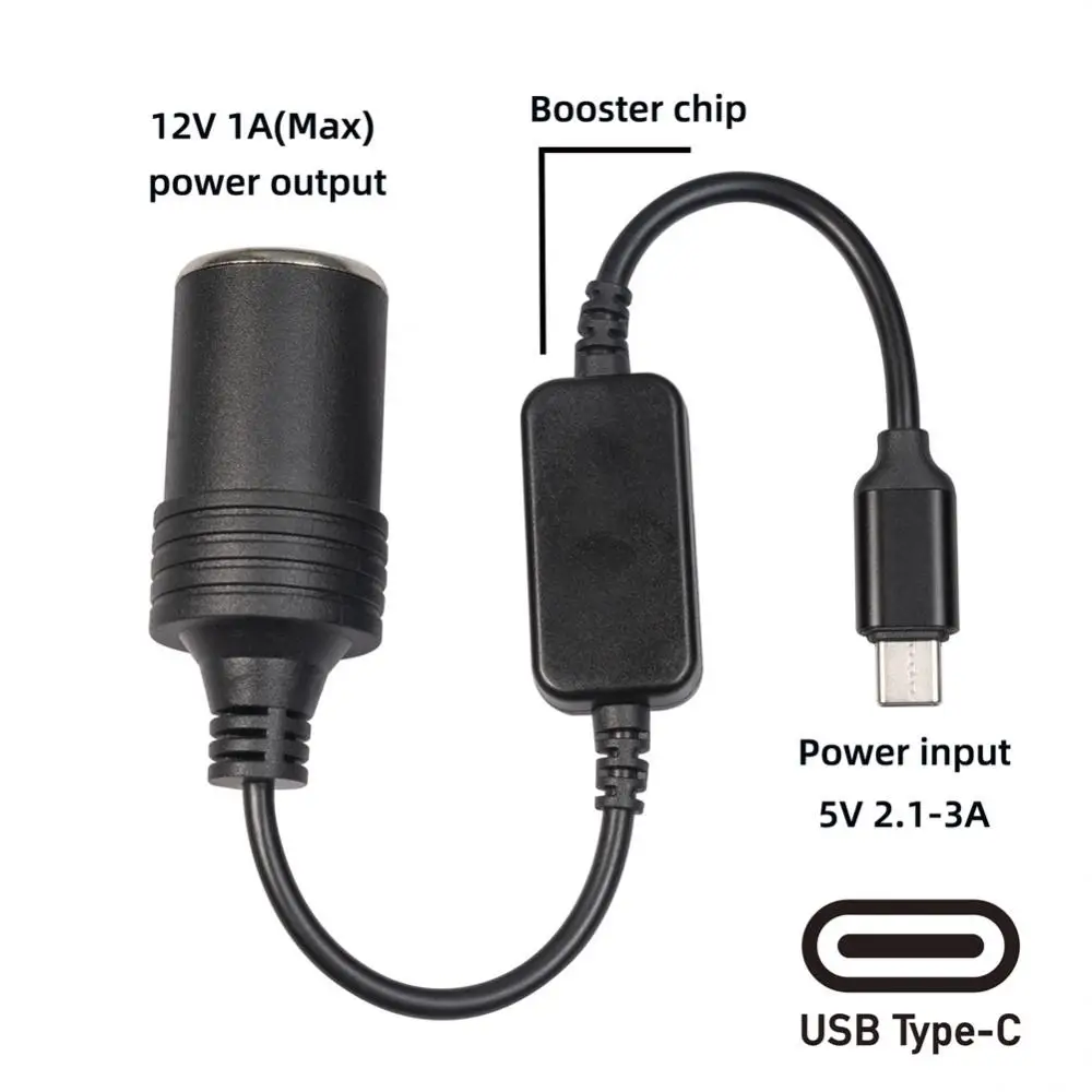 

TYPE-C To Cigarette Lighter Booster Cable Driving Recorder Adapter Cable 5V To 12V