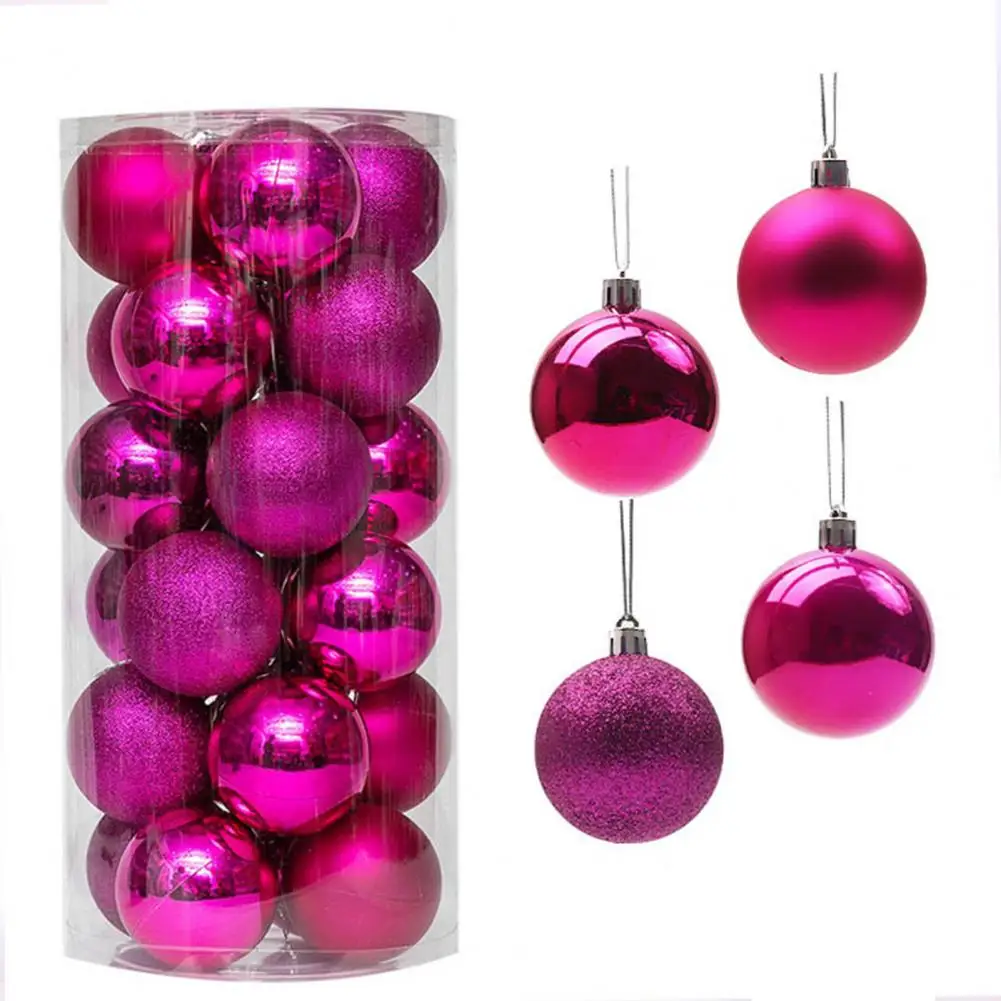 

Christmas Tree Balls 24Pcs Pretty Unbreakable Lightweight Matte Pearlescent Glitter Xmas Balls for Party