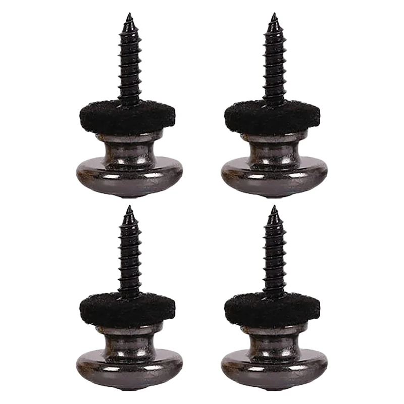 

4PCS Wool Copper Guitar Strap Lock Locking Pegs Pins Mushroom Shape End Button For Acoustic Classical Guitar Black