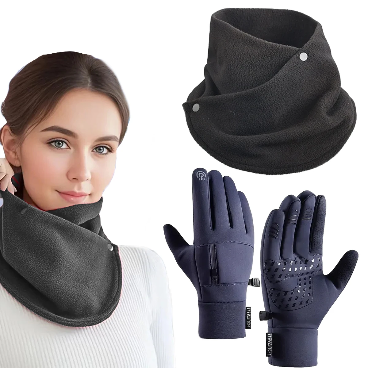 

Зимний женский Мужской флисовый шейный платок для сенсорного экрана мотоциклетные спортивные перчатки утолщенный теплый шейный рукав