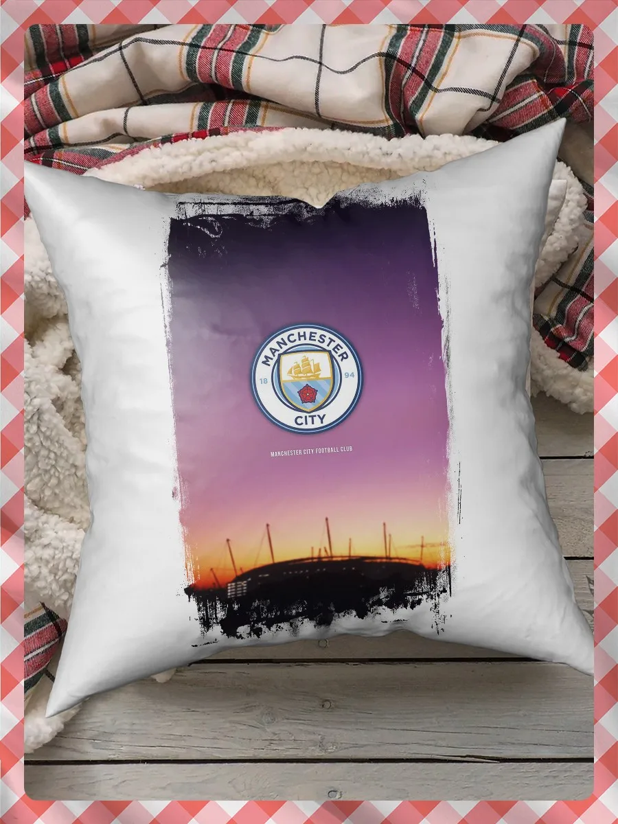 Подушка для сна декоративная с принтом Манчестер Сити (Manchester City футбол