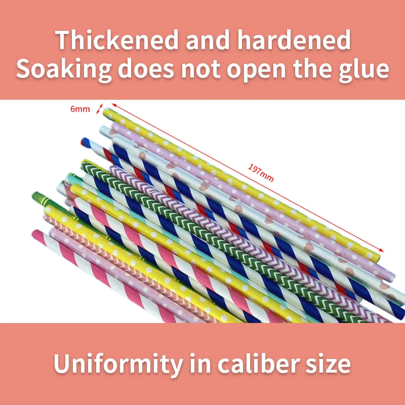 6*197 мм Разноцветные соломинки размера молочный коктейль экологически чистые