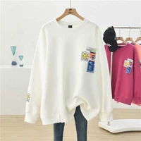 2022 spring autumn sweatshirt women large size new fashion long sleeve sweatshirt korean style loose irregular mid length top
