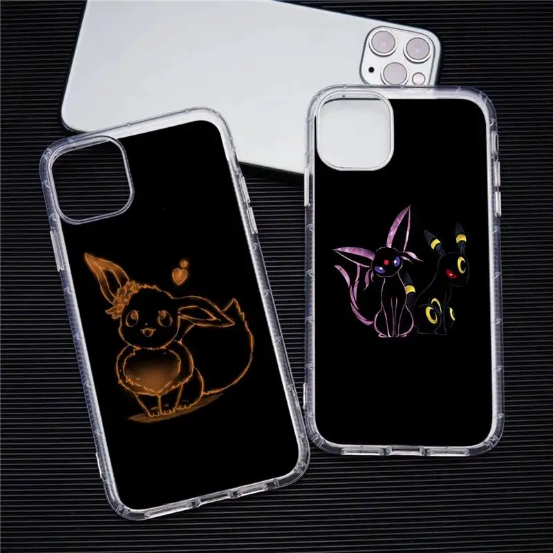 

Cute Pokemon Eevee Phone Case Transparent For iphone 13 12 11 Pro Max Mini XS Max 8 7 Plus X SE 2020 XR cover