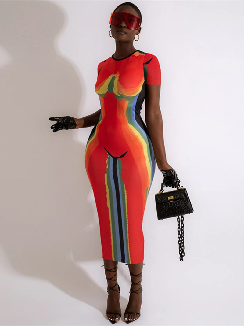 

Fashion 3D Print Dresses for Women Summer Clothing Short Sleeve Bodycon Maxi Long Dress Streetwear Party Clubwear Dress Vestidos