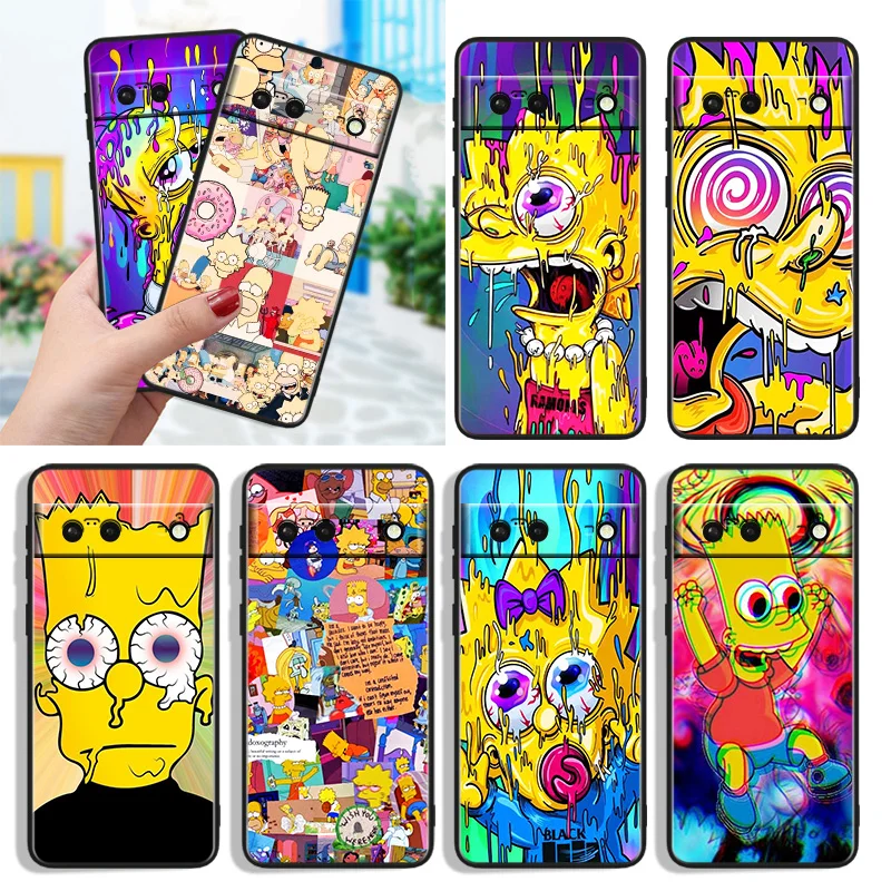 

Simpson Family Cute Cartoon Shockproof Cover for Google Pixel 7 6a 6 Pro 5 4 4A XL 5G Black Phone Case Shell Soft Fundas Capa