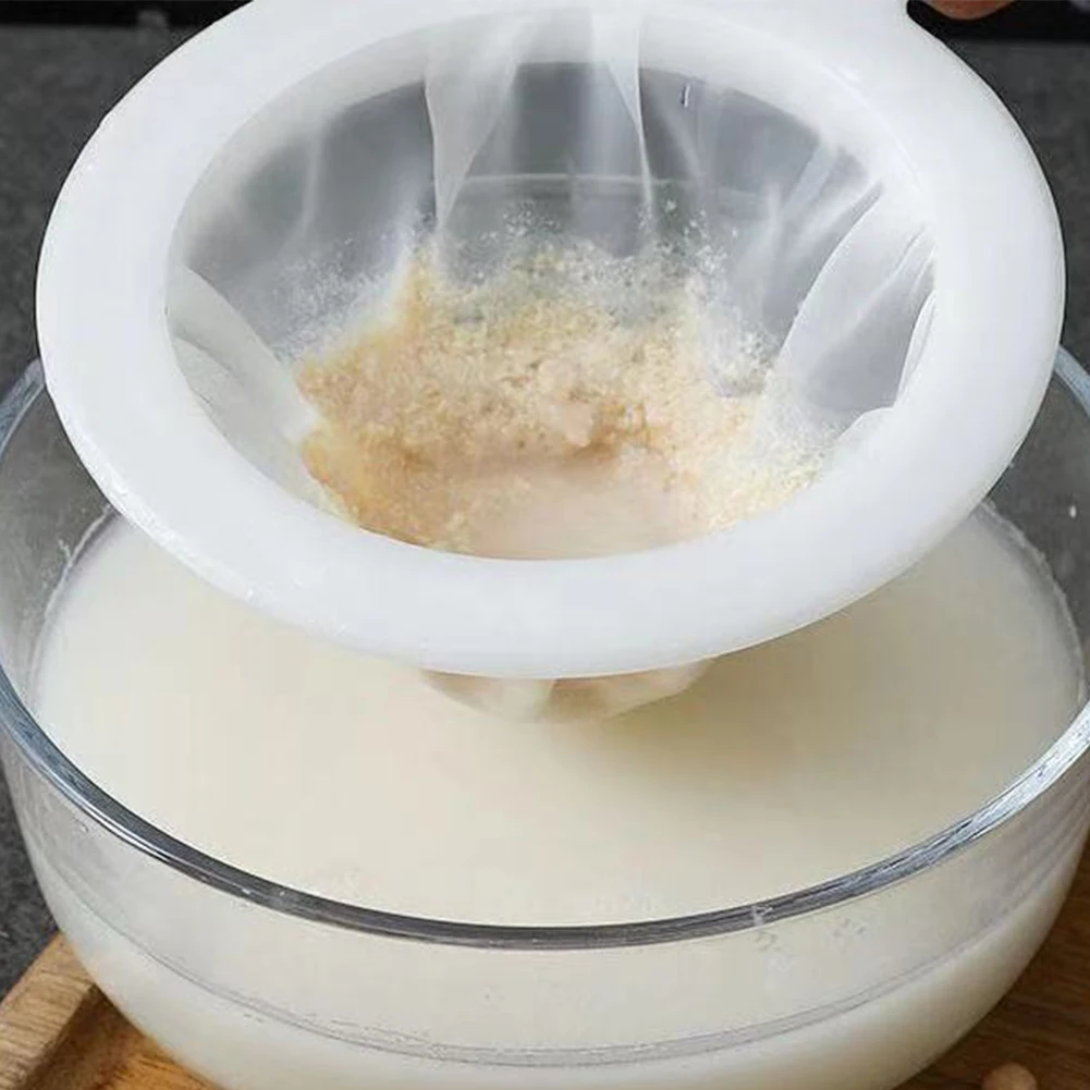 

2pcs With Non-slip Handle Fine Mesh Sieve Colander Net Milk Strainer Soymilk Yogurt Juice Flour Separation Home Kitchen Tool