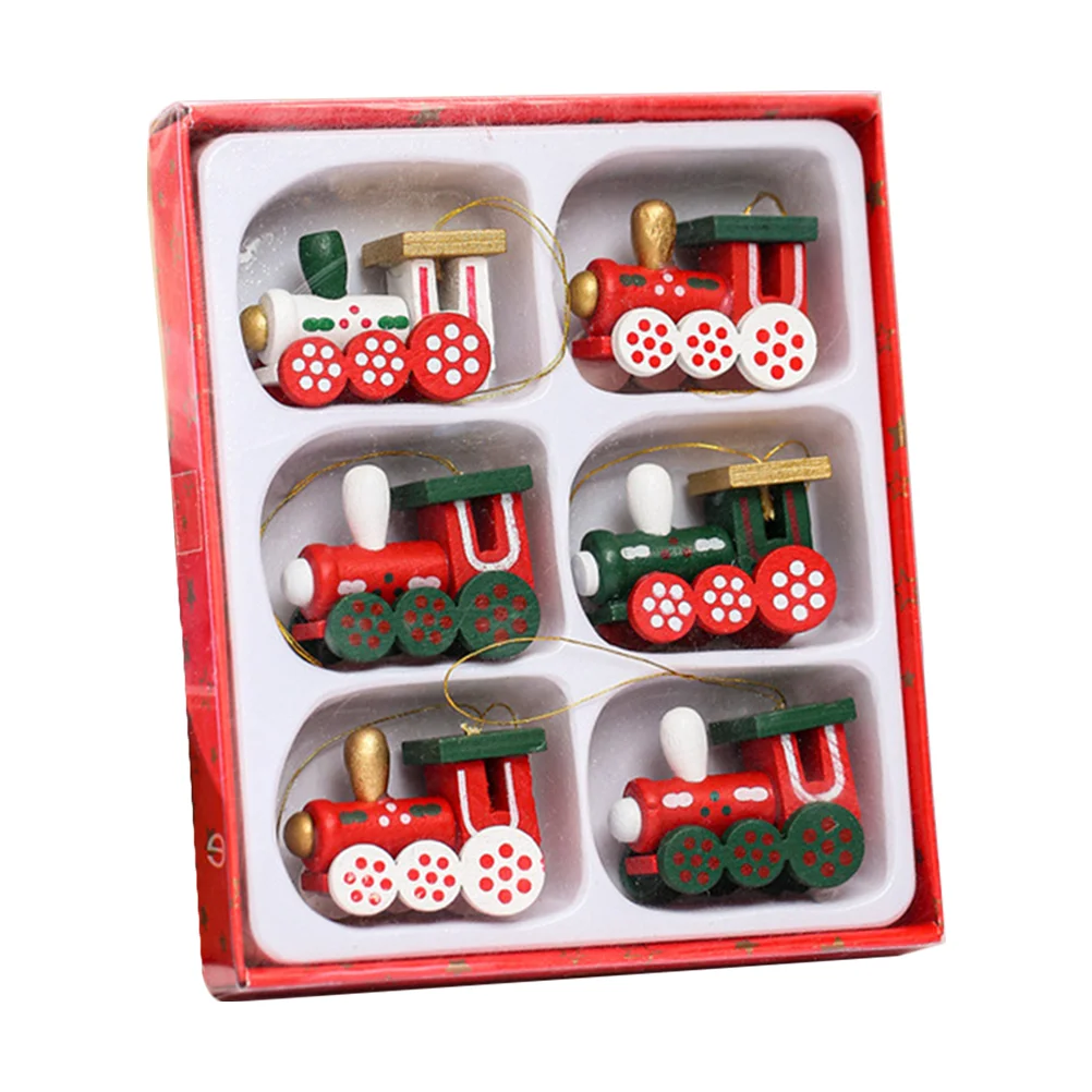 

Small Train Miniatures Christmas Decor Wooden Hanging Pendants Ornament Decorations Xmas