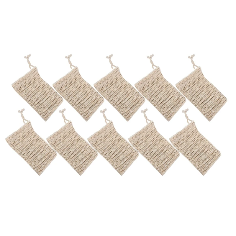 

10 Pack Natural Sisal Soap Bag Exfoliating Soap Saver Pouch Holder 14cm*9.5cm