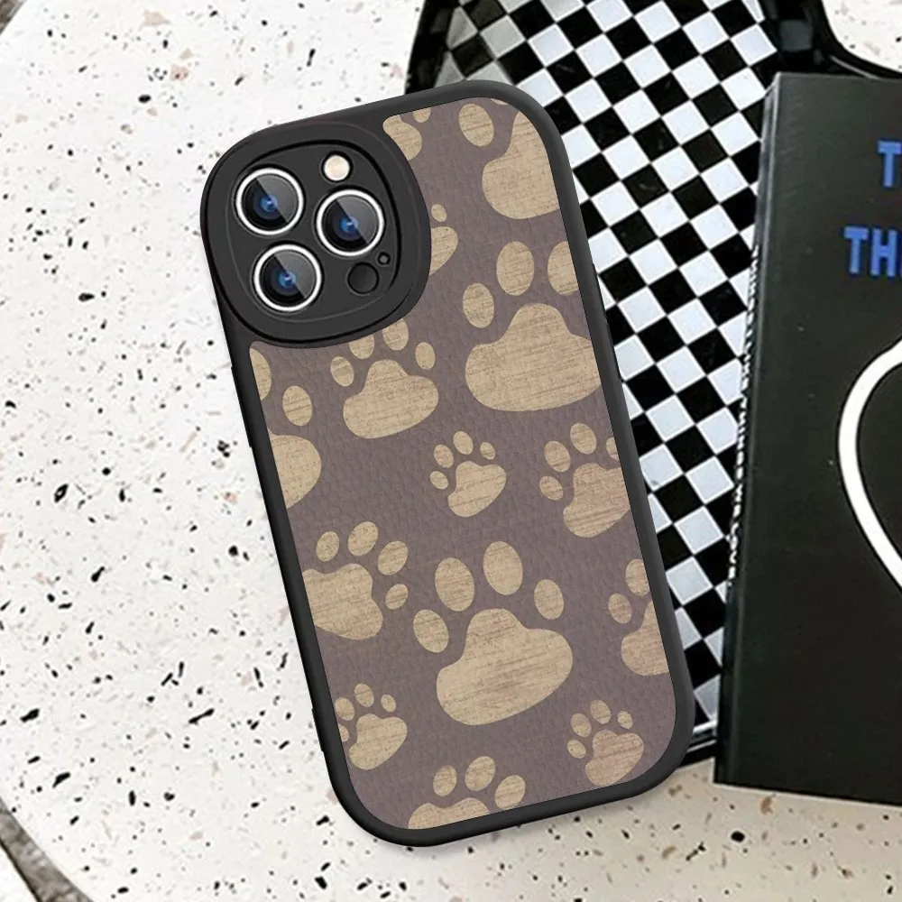 Чехол для телефона Собачьи лапы из жесткой кожи iPhone 14 13 12 Mini 11 Pro Max Xs X Xr 7 8 Plus 6 6s