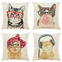 music cat pattern throw pillow case home decor cushion covers for home sofa chair decorative retro pillowcases dropshipping