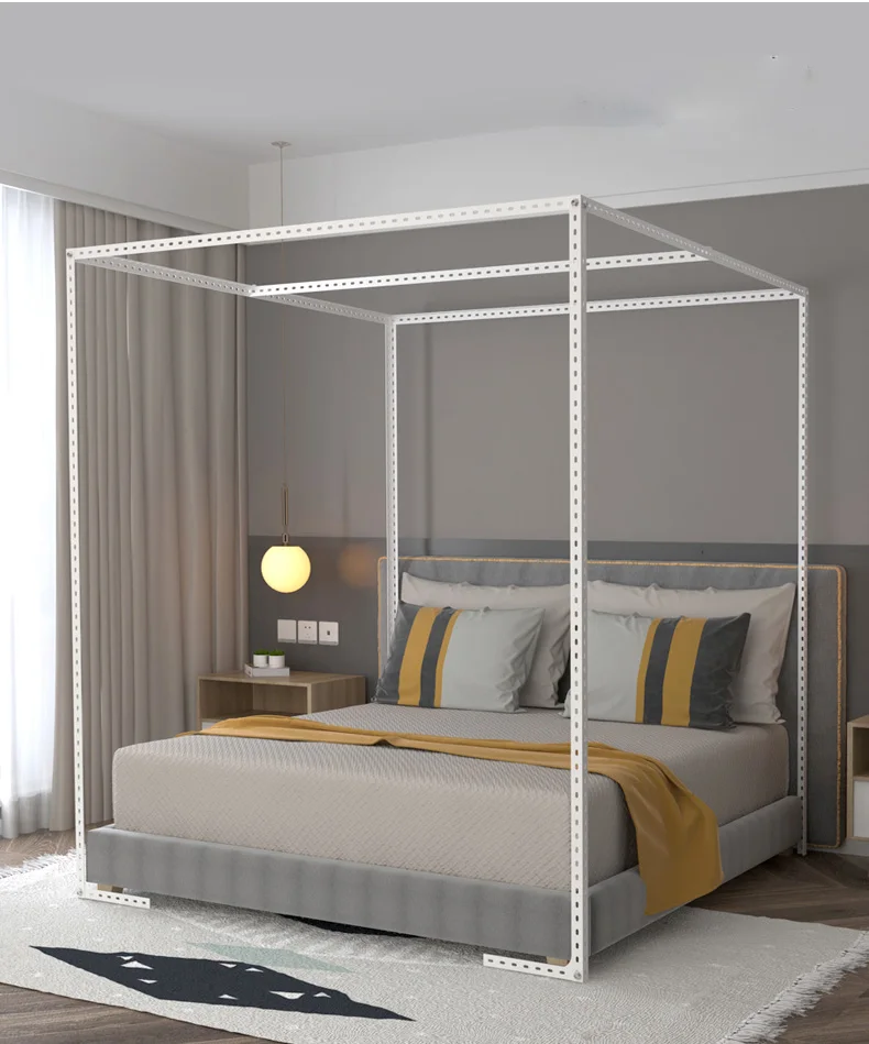 

Adjustable Stainless Steel Mosquito Net Frame Canopy Bracket Pole for 4 Corner Bed Netting Retractable Support Curtain Clothing