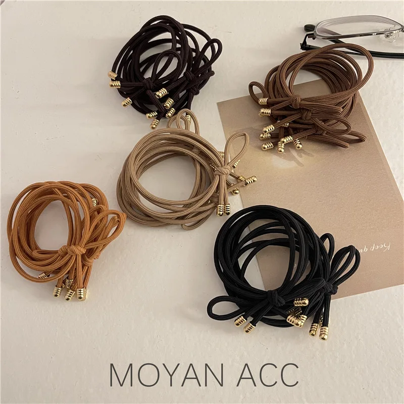 

1PCS Double-Strand Basic High Elastic Hair Ring Earth Color Hair Rope Women's Hair Durable Rubber Band