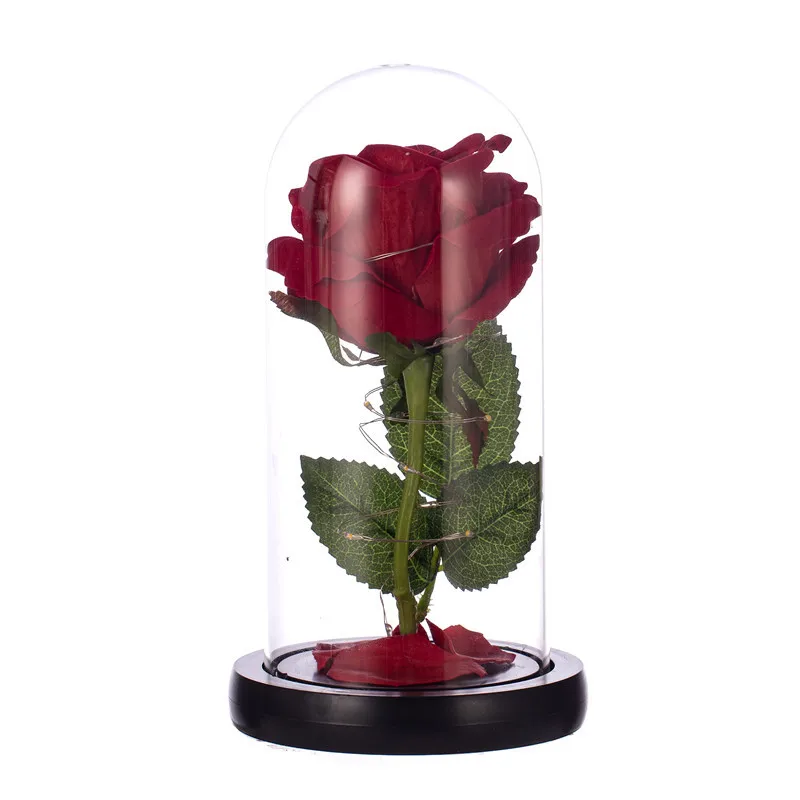 Women's Gift LED rose Beauty Roses In Glass LED Enchanted Galaxy Rose Festival Valentine's Day Eternal Roses Flower Decoration