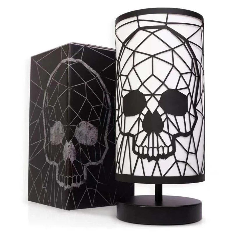 

Modern USB Iron Touch Table Lamp Halloween Skull Decoration Holiday Bedroom Living Room Nightstand Art Light