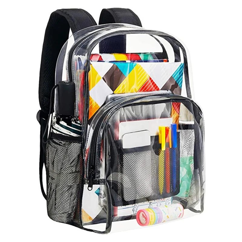

Водостойкий рюкзак из ПВХ прозрачная Студенческая сумка через плечо для подростков, вместительная, вместительная, модная, для женщин и мужчин, для путешествий