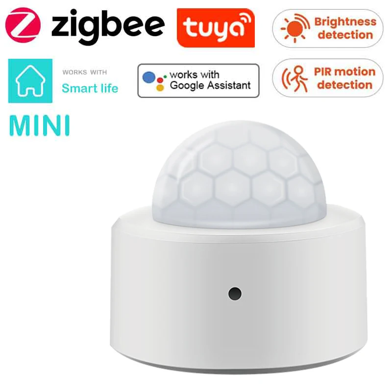 

Tuya Zigbee Mini PIR Motion Detector + Bright Lux Light Passive Infrared Security Burglar Alarm Sensor Smart Home Security Alarm