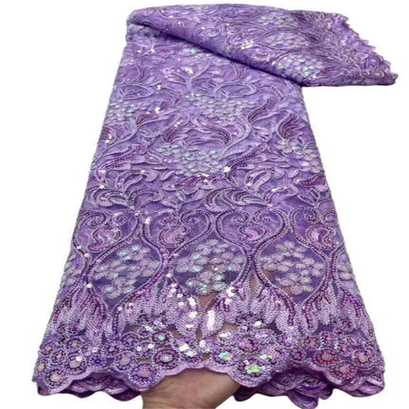 

Новейшая недорогая французская Тюлевая кружевная ткань Королевского синего цвета с блестками, фиолетовая африканская кружевная ткань для ...