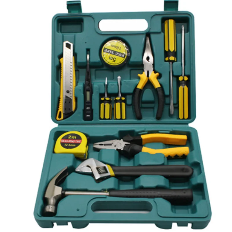 12 Pcs Household Tool Case Hardware Electrician Electric Electric Drill Multi Function Woodworking Combination Tool Box Set