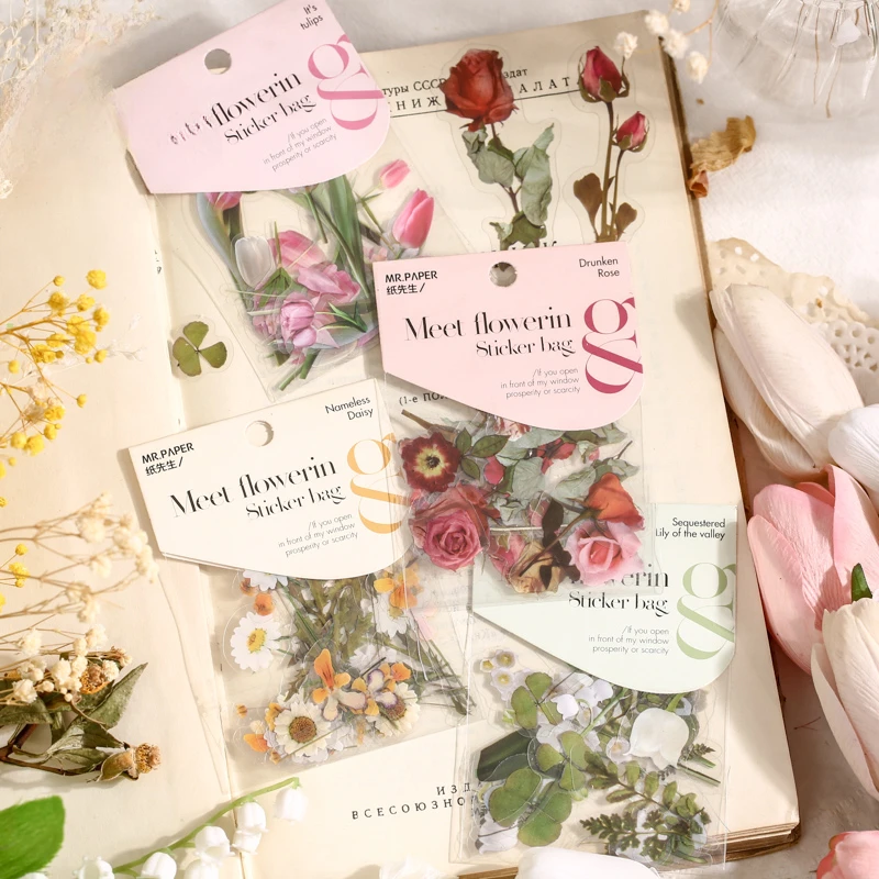 

4 вида конструкций Meet the Blossom Series, Набор наклеек для коллекции растений, творческий декоративный коллаж DIY наклейки на материал