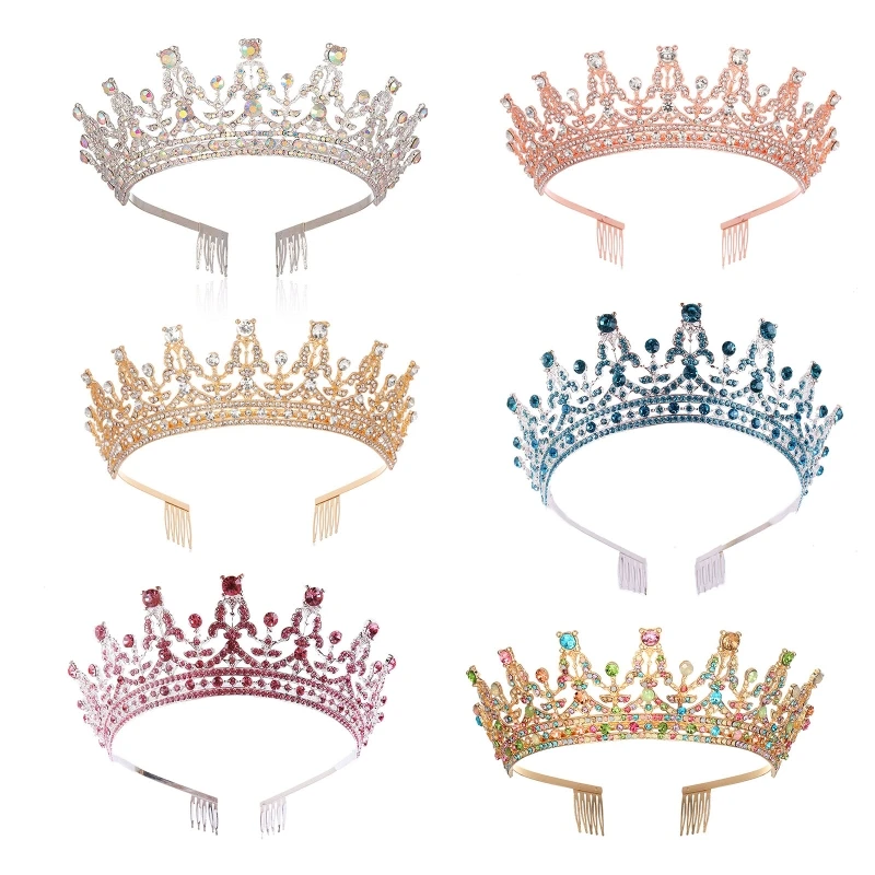 

Rhinestone Queen Tiara Crystal Crowns And Tiaras With Comb Headband Wedding Tiaras For Bride Princess Crown