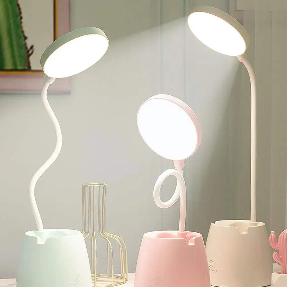 

USB Rechargeable LED Desk Lamp Dimming Adjustment Table Lamp for Children Kids Reading Study Bedside Bedroom Living Room D2C9