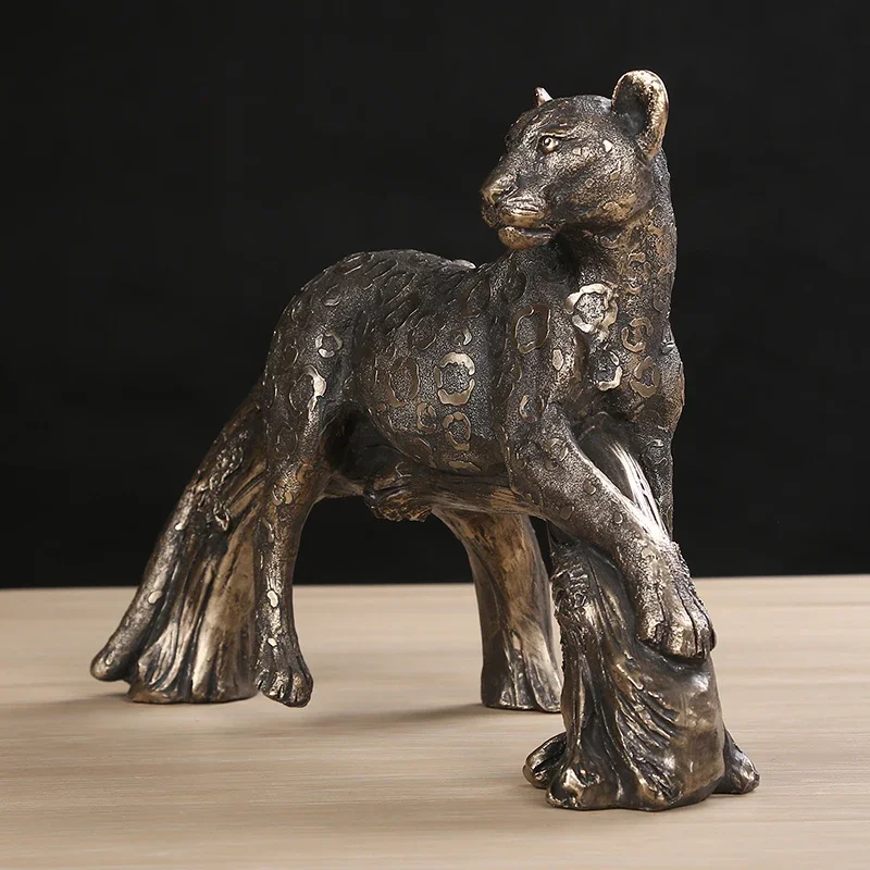 Реалистичная скульптура лесной Пантеры статуя Ягуара ручной работы из смолы