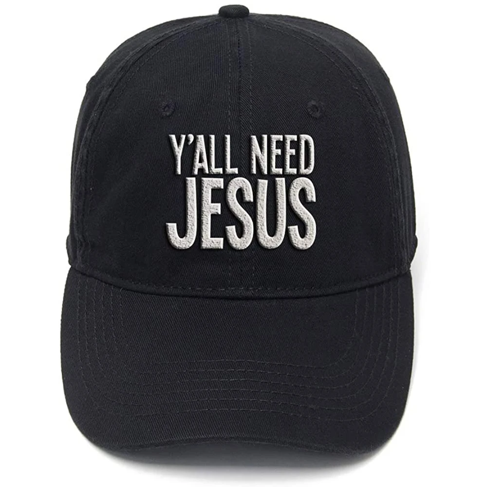 

Lyprerazy Y'all Need Jesus Washed Cotton Adjustable Men Women Unisex Hip Hop Cool Flock Printing Baseball Cap