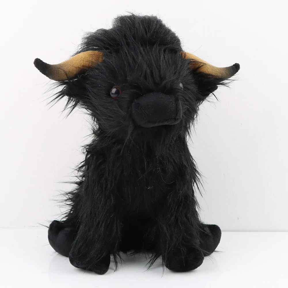 

Simulation Black Highland Cow Animal Plush Doll Soft Stuffed Kyloe Highland Cattle Plush Toy Plushie Christmas Gift for Kids Boy