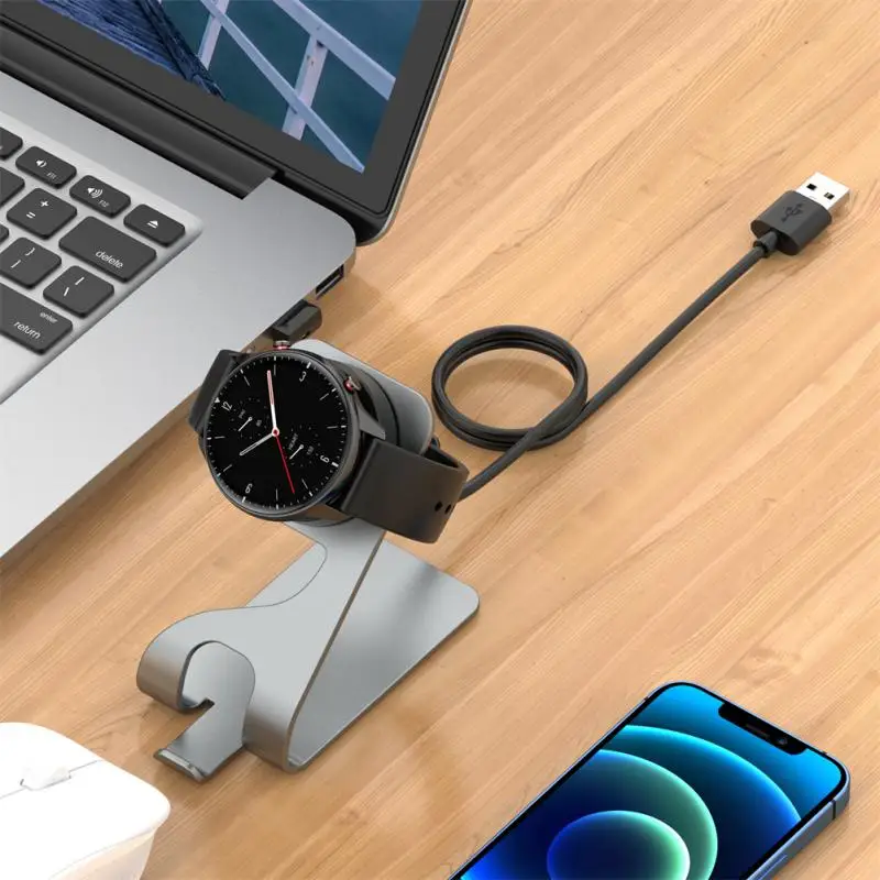 

Fast Charging Watch Charger Smart Accessories Long Service Life Aluminum Alloy Silver Charging Base For Amazfit Bip3 Gray