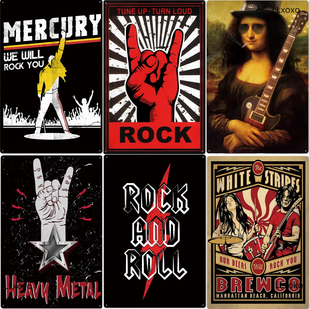 

Rock Roll Metal Sign Tin Sign Plaque Metal Vintage Rock Metal Poster Retro Wall Decor for Bar Pub Club Man Cave room decor