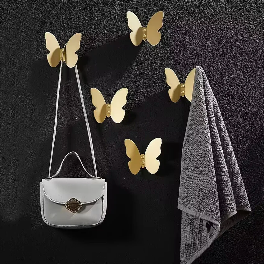 

Solid Brass Hook Butterfly Modern Wall Mounted Rack for Clothes Gold Bathroom Kitchen Hallway Coat Hangers Wall Hooks Hangings