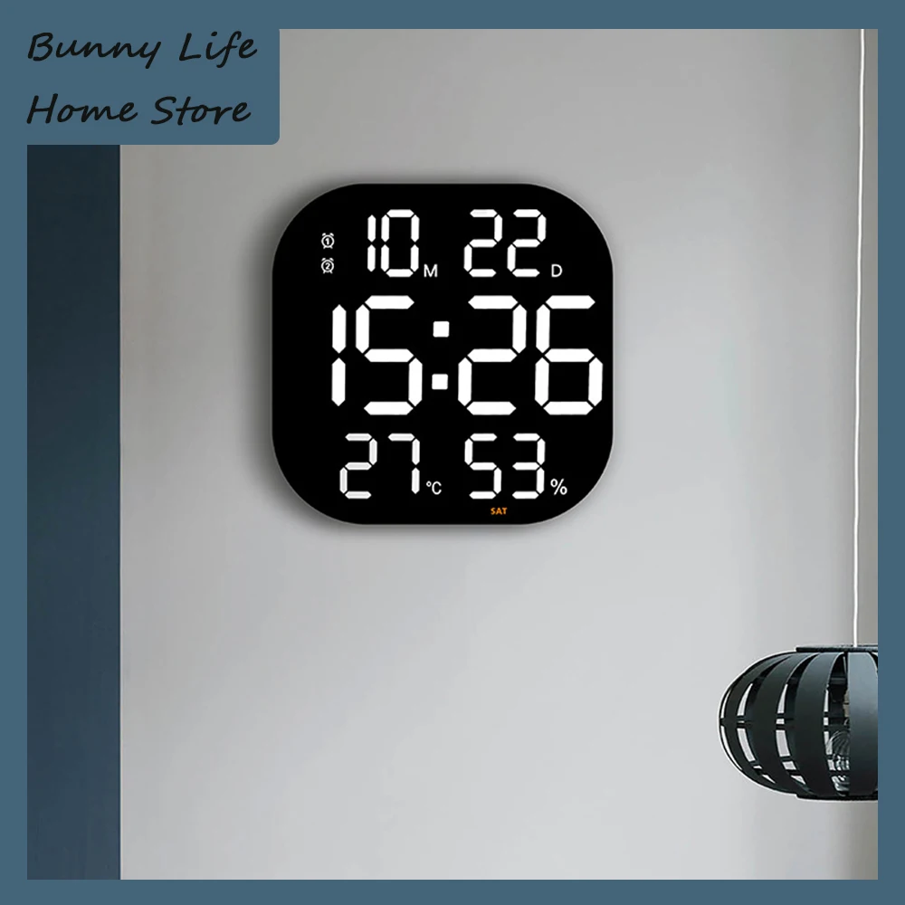 

Большие светодиодные цифровые электронные настенные часы с датчиком температуры месяца Смарт-часы с дистанционным управлением для гостин...