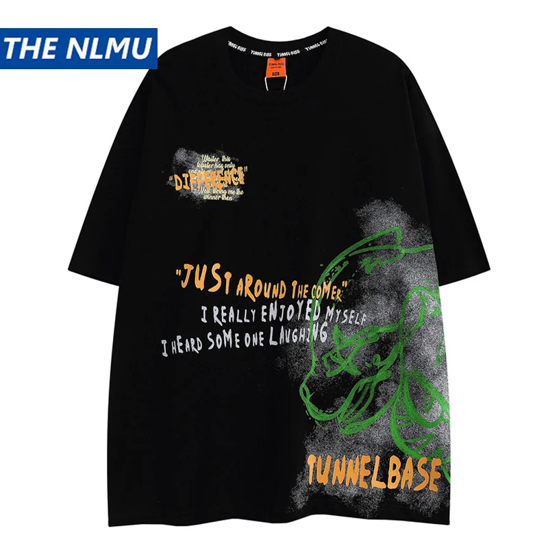 

2022 Summer Vintage T-Shirt Men Hip Hop Graffiti Streetwear Short Sleeve Tshirt Harajuku Cotton Casual Tops Tees Oversized