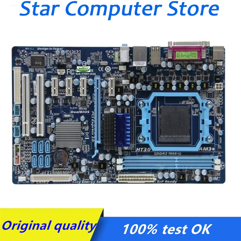 

For Gigabyte GA-770T-D3L 770T-D3L Computer USB2.0 SATAII Motherboard AM3 AM3+ DDR3 770 Desktop Mainboard Used