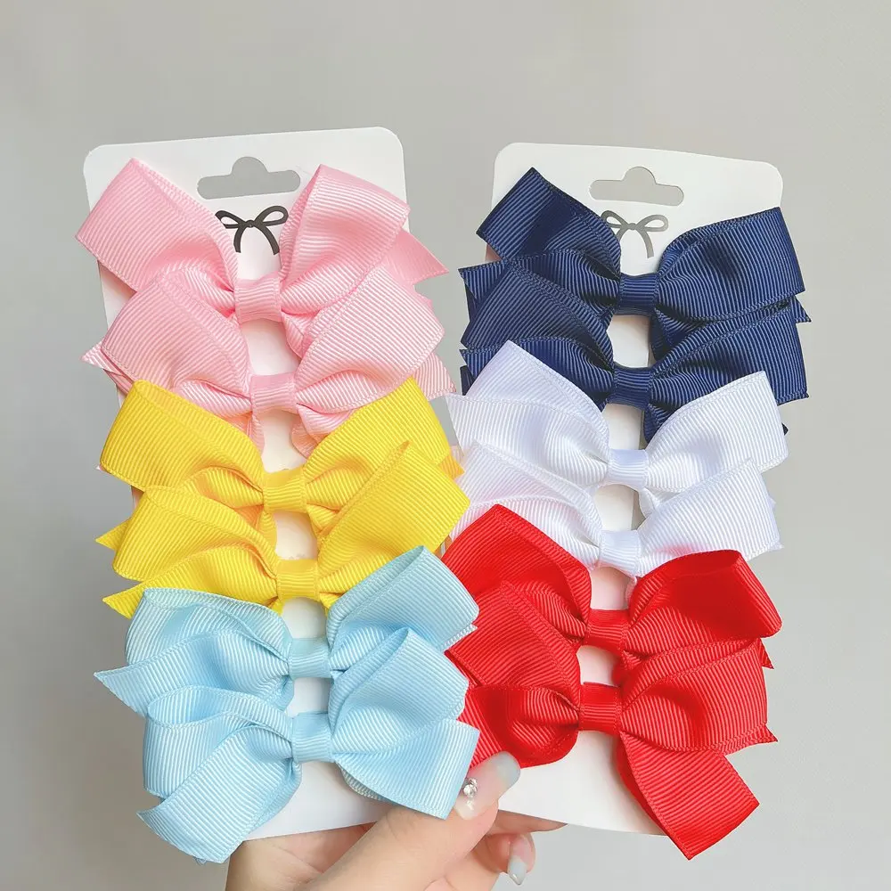 

6Pcs/Set Sweet Candy Color Bow Hair Clip For Kids Girls Solid Color Boutique Ribbon Hairpins Headwear Fashion Hair Accessories