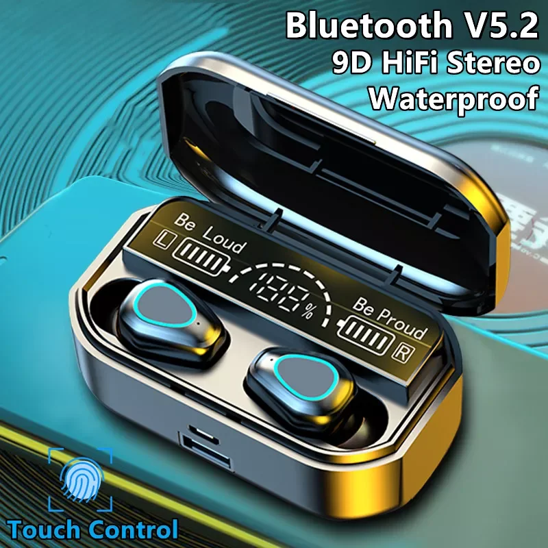 

Bluetooth-наушники TWS с зарядным футляром, 3500 мА ч, 9D стерео, водонепроницаемые