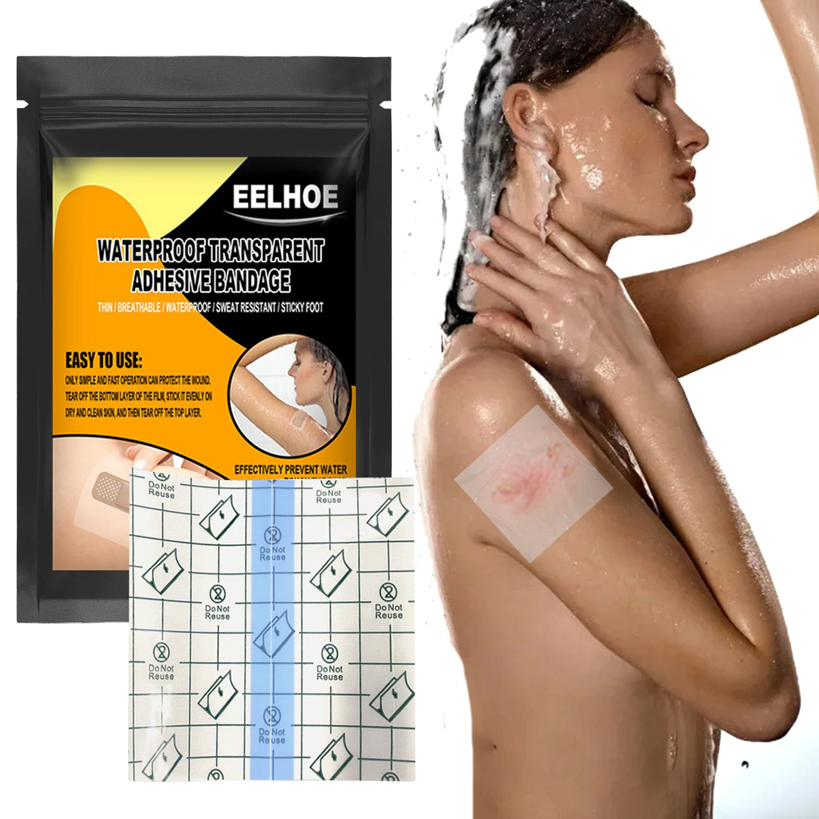 

10 шт./лот квадратная прозрачная клейкая лента, водонепроницаемый пластырь для ран, гемостаза, наклейка, повязка для оказания первой помощи, ...