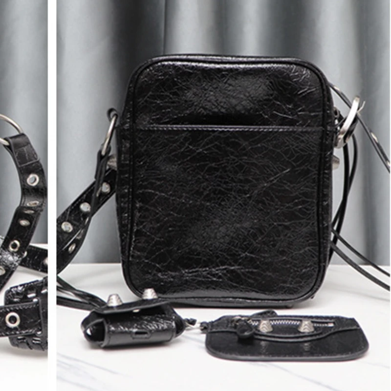 Rivet locomotive small square bag camera bag 3-piece set women's trendy cool crossbody bag