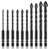 10 pieces masonry drill bits 14inch hex shank concrete drill bits set for glass tile brick plastic and wood