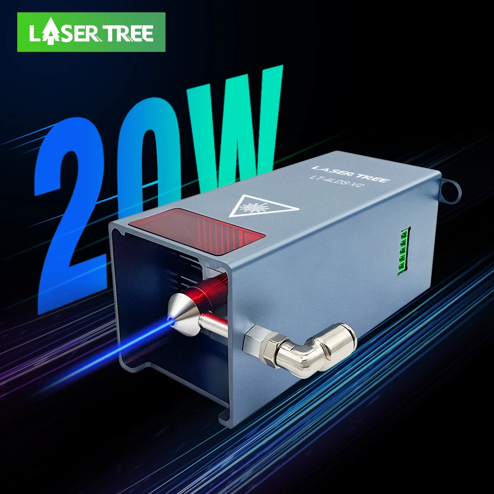 LASER TREE 20W Optical Power Laser Module with Air Assist 455nm TTL Laser Head for CNC Laser Engraving Cutting Machine DIY Tools