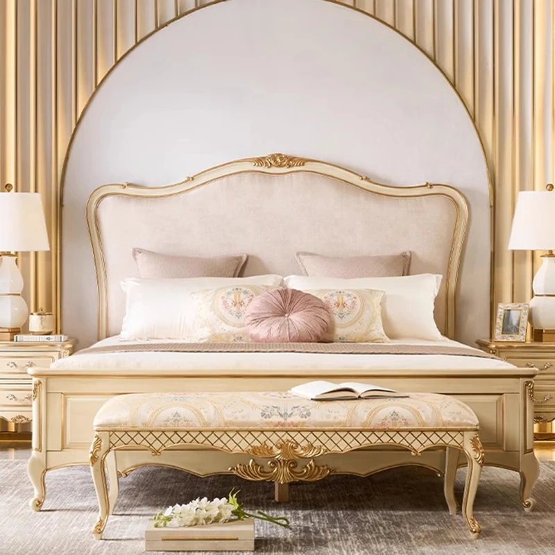 Фото Двуспальная кровать King Size для спальни, роскошная, современная, напольная, деревянная, экономящая пространство, мягкая, удобная, уникальная мебель №2