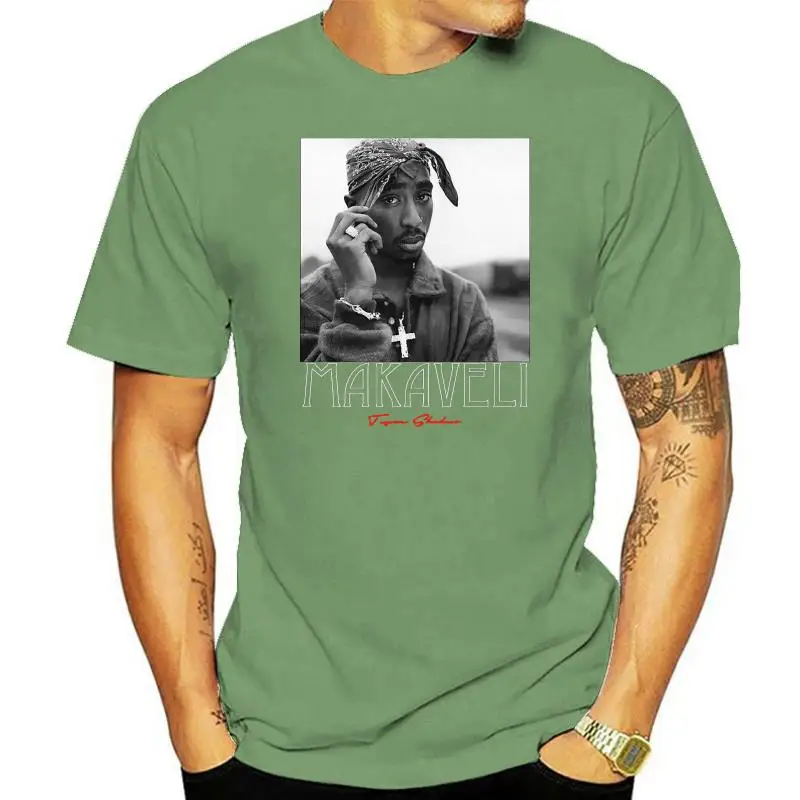 

Makaveli 2pac Shakur Black and White Autograph T-Shirt Tee T Shirt O-Neck Summer Personality Fashion Men T-Shirts