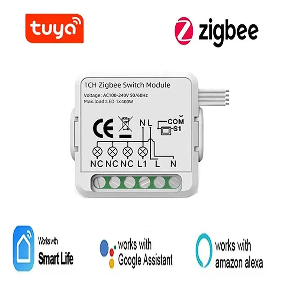 

Tuya Zigbee Smart Switch Module Smart DIY Disconnector 1234 Groups Support 2-way Control With Alexa Google Home Work Together