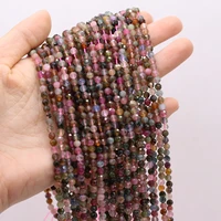 4mm natural stone faceted beads loose round tourmaline bead for jewelry making diy women bracelet necklace crafts